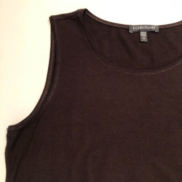 Eileen Fisher Scoop Neck Sleeveless Knit Tank Top in Chocolate Brown Size XS - Picture 4 of 9